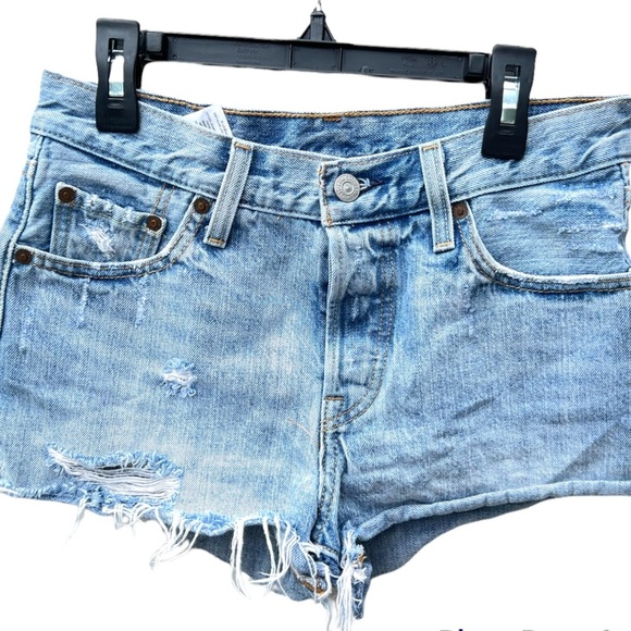VINTAGE LEVI'S 501 Denim WAVELINE Cutoff Shorts 25 jean cutoff distressed - Picture 3 of 10